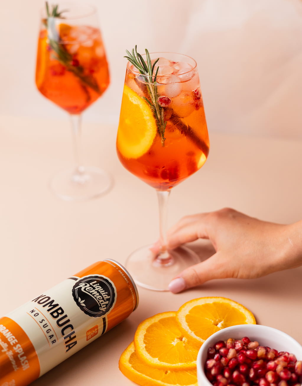 Aperol Spritz Cocktail with Liquid Remedy Orange Splash Kombucha