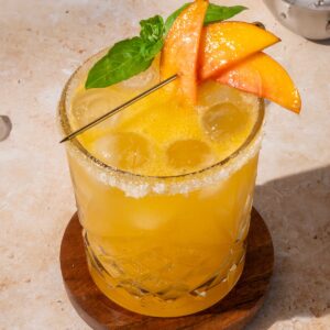 Peach Bourbon Smash Cocktail